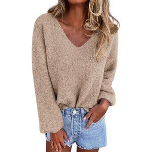 Sweaters for Women Fall 2026 Oversized V Neck Cozy Cute Casual Long Sleeve Knit